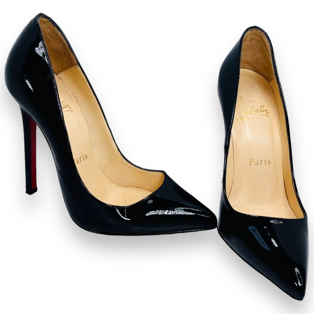 Christian Louboutin So Kate 120mm Black Patent Calf Leather Pumps Heels 35